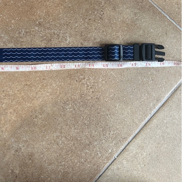 Navy Blue Dog Collar with White Waves and name “Baxter” - Picture 2 of 2